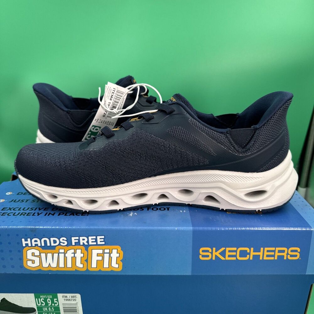 Skechers Swift Fit Hands Free Sneakers Men’s 9.5 Navy Memory Foam Shoes - Picture 9 of 16